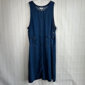 Amy K Su plus size 3X maxi shift dress sleeveless tencel chambray blue vintage